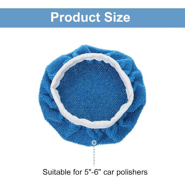 HARFINGTON 6pcs Car Polisher Bonnet Buffing Pad Micro-fiber Polishing Buffing Pad Cover for 5"-6" Car Buffer Bonnets Polisher, Dark Blue
