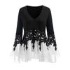 Elegant Women Ladies Long Sleeve V Neck Patchwork Tunic Tops For Casual Comfort