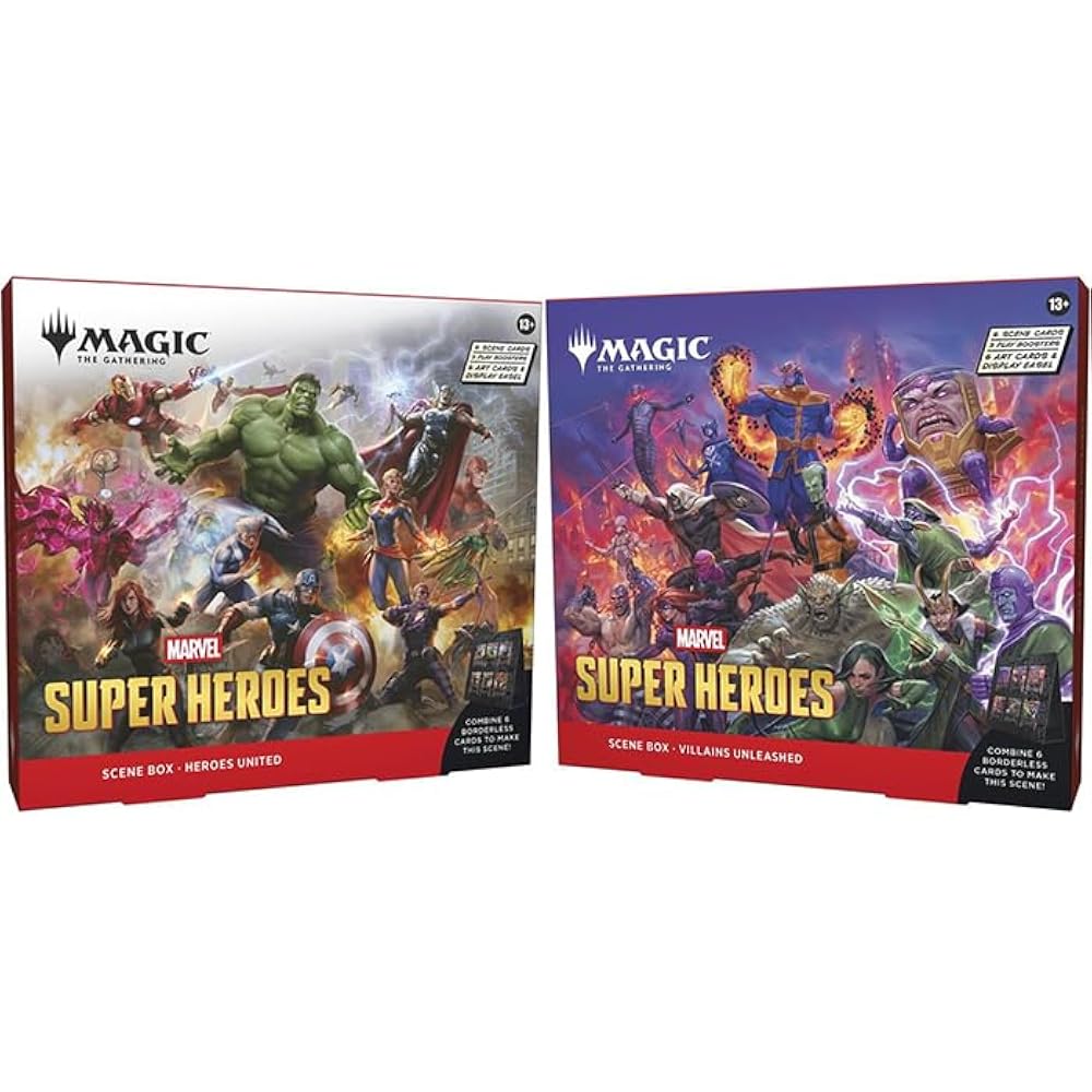 [Set of 2] Magic: The Gathering Marvel Super Heroes Scene Box Villains Unleashed/Heroes United En...