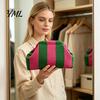 Large Capacity Cosmetic Pouch Woven Striped Clutch Purse for Woman, Pouch, Portable Party Knit Dumpling Bag, Kiss Lock Handbag Evening,