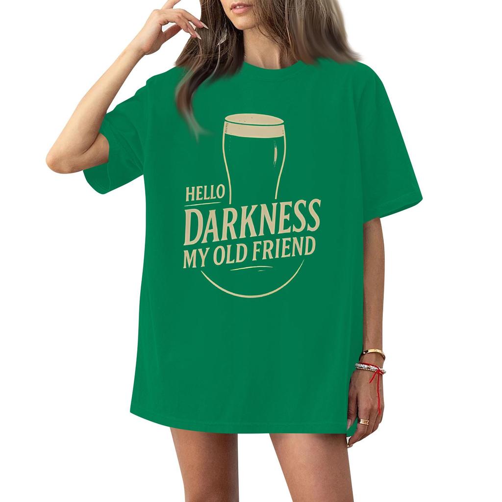 Women's Casual Fashion Round Neck St. Patrick Print Short Sleeve T-Shirt Top