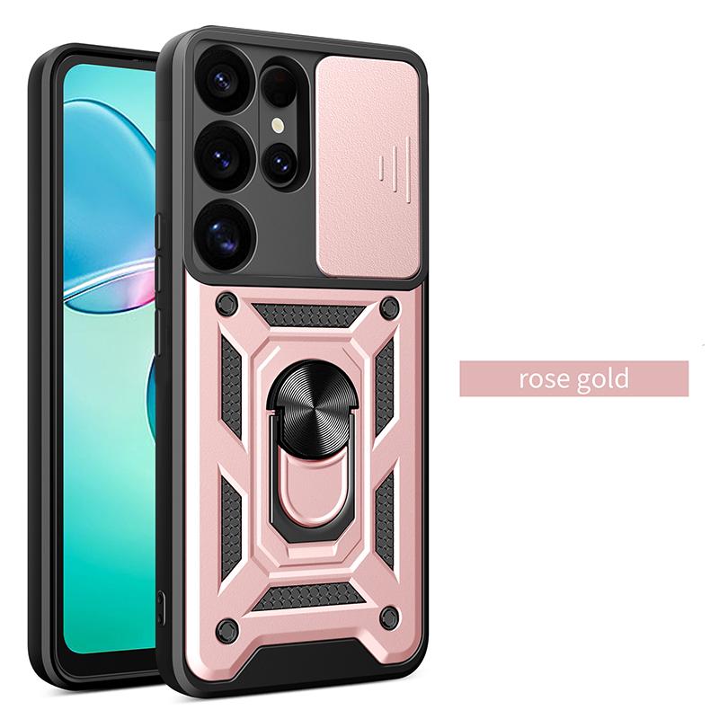 For Samsung Galaxy S25 Ultra Edge FE Plus Shockproof Armor Case Car Magnetic Ring Holder Phone Cover Compatible with Galaxy S25