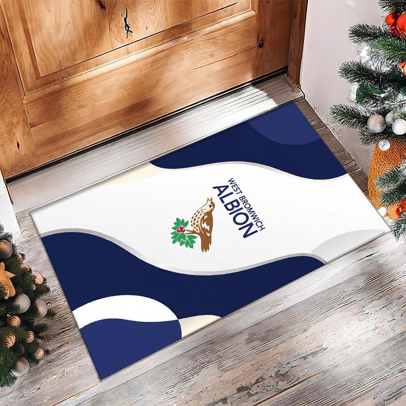 Tappeto in Velluto di Cristallo con Stampa del West Bromwich Albion Football Club, Comodo Assorbente d'Acqua Antiscivolo Tappeto per Pavimento Interno