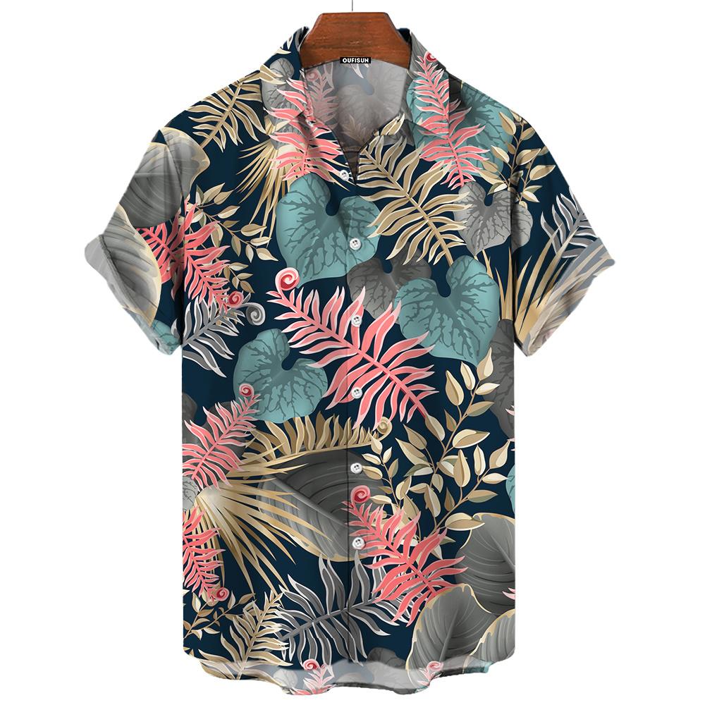 Hawaiian Shirts For Male Flower Pattern Men's Casual Short Sleeved Top Summer Oversized Streetwear Original Men Clothing