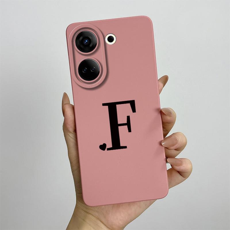 Case For Tecno Camon 20 Pro 4G Cute Initial Letters Liquid Soft Silicone Cover Shell For Tecno Camon 20 Pro CK7n CK6 CK6n Coque