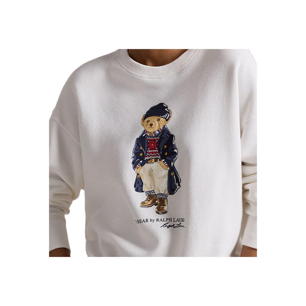 Polo Ralph Lauren Animal Print Crew Neck Loose Fit Pullover Long Sleeve Sweatshirt Women sweatshirt White WMPOKNINFB20741-100