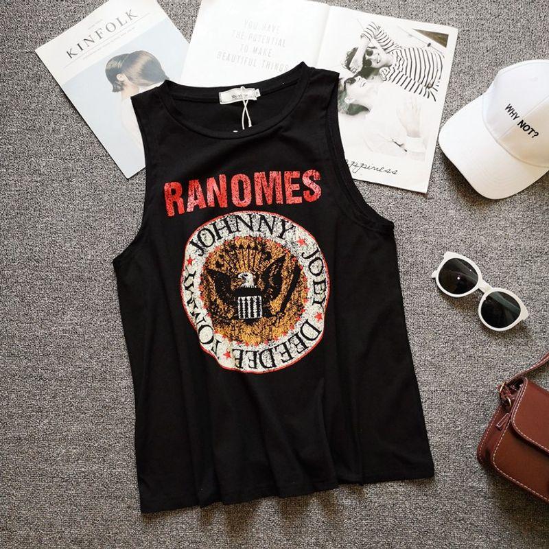 

Hip-Hop Distressed Women s Outerwear Ins Sleeveless Vest Black M