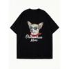 Chihuahua Mom Oversized T Shirt Black Chihuahua Dog With Sunglasses And Red Bandana Print For Casual Wear And Pet Lover Outfits