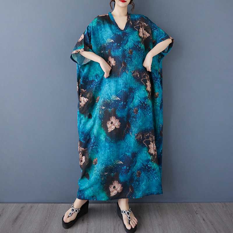 

Женское винтажное длинное платье с хлопковыми и льняными узорами One Size