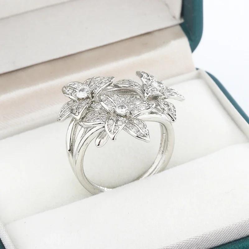 

2026 New High Pear Shaped Branch Flower Zircon 925 Stamp Ring for Women s Fashion Flower Diamond Big Ring Party Birthday Gift 6
