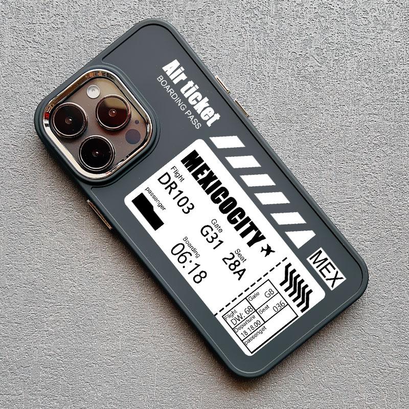 Hot Air Ticket Travel New York London Paris Label Phone Case for iPhone X XS XR 11 12 13 14 15 Pro Max 7 8 Plus Black Soft Cover