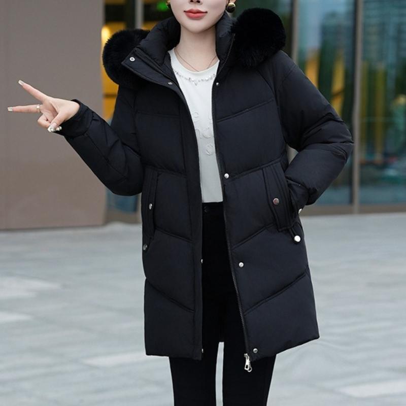 VEZFAA Damenmode Casual Herbst Winter Einfarbig Druck Langarm Jacken & Mäntel Daunenmäntel
