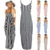 Comfortable And Oversized Women Summer Striped Long Maxi Dress For Casual Beach Days