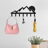 Mountain Metal Key Holder with 7 Hooks - Sunset Scenery Black Iron Wall Mounted Decorative Rack