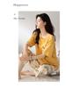 Women's Summer Korean-Style Cotton Cropped Pajamas with Split Sleeves - Cute, Versatile Two-Piece Set for Home or Outdoor Wear.