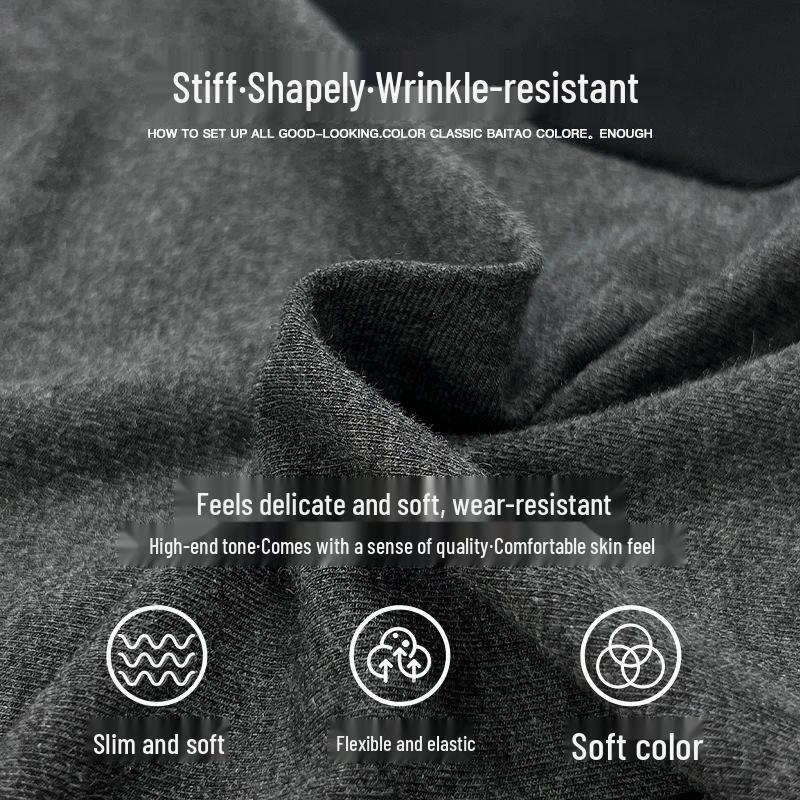 Women's Deep Gray Color Block Half-High Neck Long-Sleeve Slimming Base Layer Top for Autumn/Winter