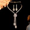 Gold Diamond Zirconia Necklace, Earring & Bracelet Set - Bridal Evening Jewelry
