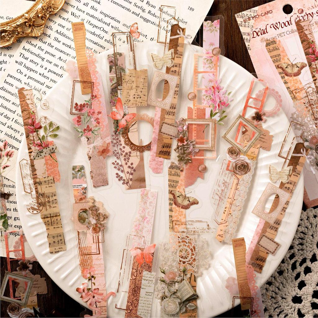 Momo PET Retro Collage Sticker Pack: 20 Sheets, 6 Designs for Journals and DIY Decoration