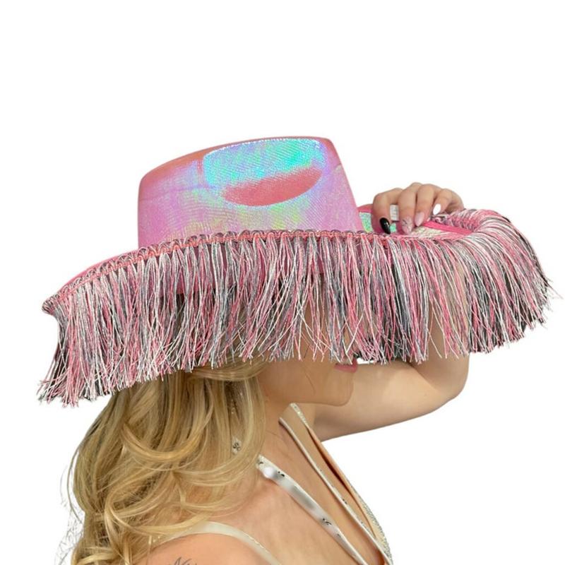 Strahlende Farbe Cowboystiefel Jazzhut für Damen Western-Cowboyhut Kirchenhut Model Show Cowboyhut Filzhut Erwachsenenmännerhut