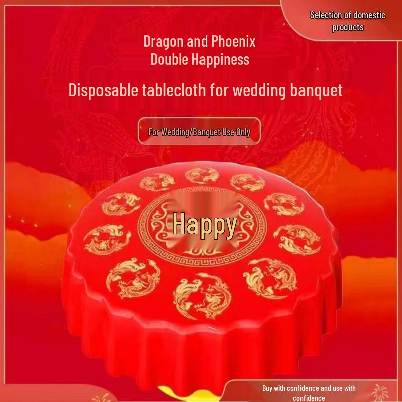 Handun Disposable Round Plastic Tablecloth