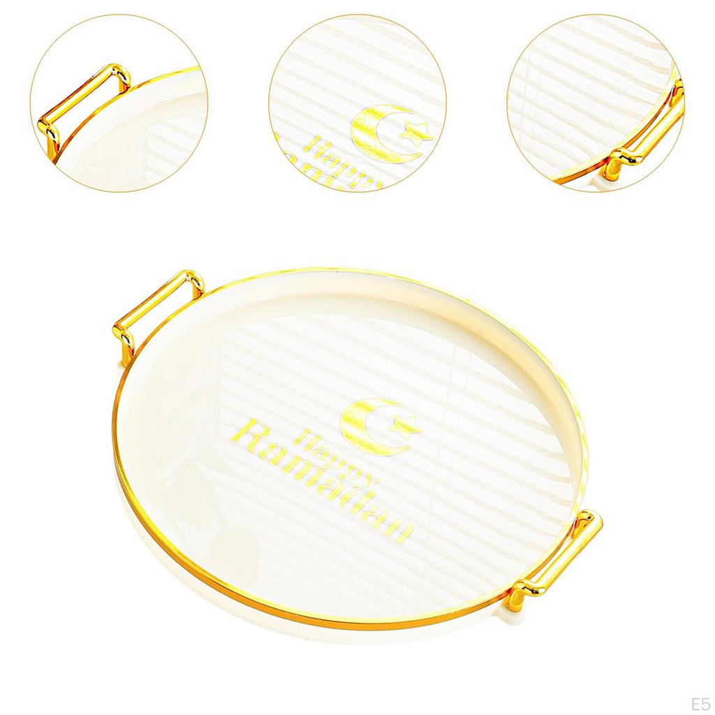 Breakfast Platter Decorative Round Serving Tray with Handle Jewelry Storage Vanity for