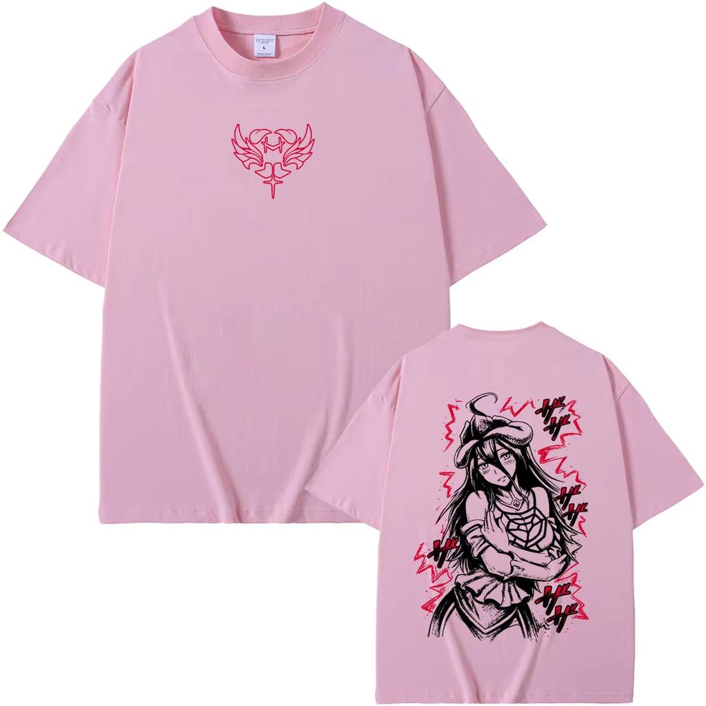 Anime Overlord Albedo Graphic Print Unisex Summer Casual Loose‑Fit Crew‑Neck Short‑Sleeve T‑Shirt Men's Fashion Vintage Comic Streetwear T‑Shirt