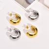 Thick Hoop Earring for Women, Chunky C-Shape Earrings Stainless Steel Open Hoops