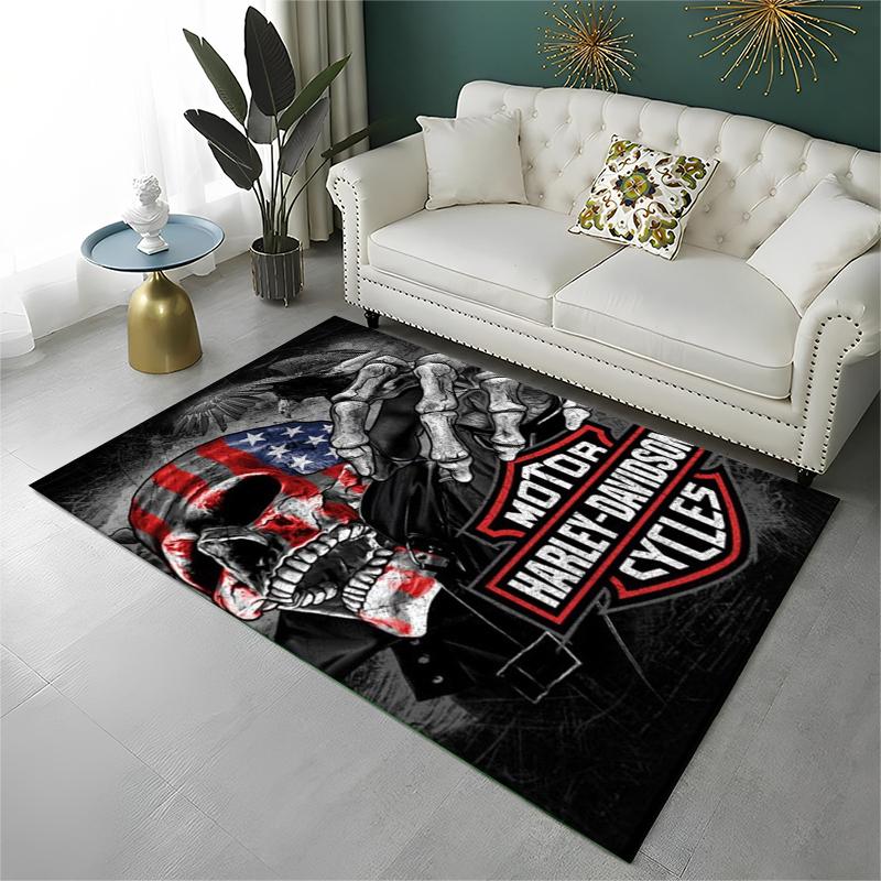 Classic H-Harleys Racing Moto Carpet Rug for Playroom Bedroom Living Room Sofa Home Decor,kid Game Area Rug Non-slip Floor Mat