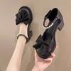 Bow Pearl With Medium Heels Ladies Mary Jane Shoes Korea The Best New Breathable Fashion 2025 Luxury Vip Women's Closed Sandals
