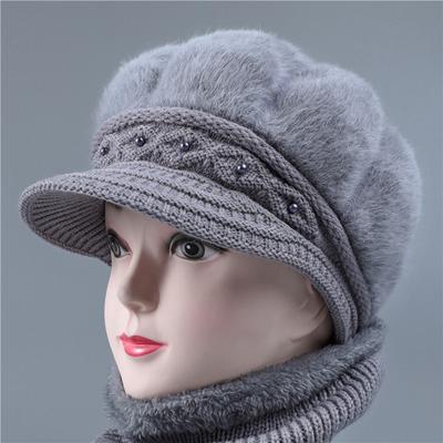 Elderly Hat Women Winter Thickened Wool Hat Old Man Hat Mother Rabbit Hair Knitted Hat Grandma Warm Hat