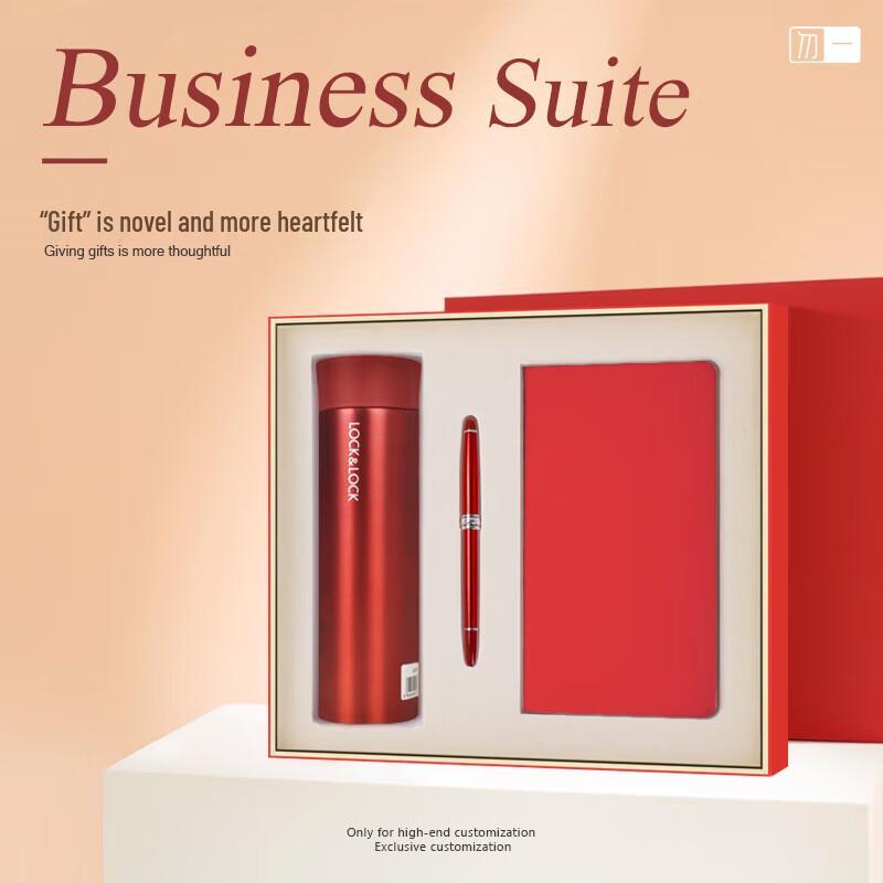Business Gift Set with Notebook, Pen, and LocknLock Thermos