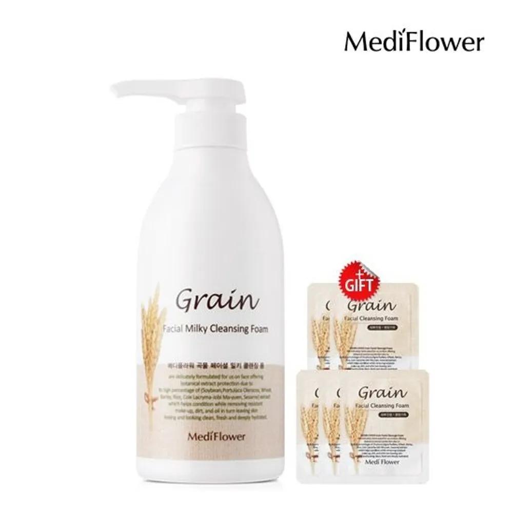 Large Size Grain Facial Milky Cleansing Foam 500ml + 5 Pouches
