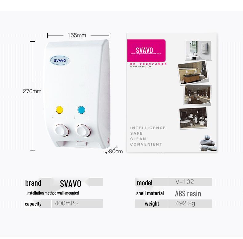 Ruivo Wall-Mounted Triple Soap and Sanitizer Dispenser for Home & Hotel Showers