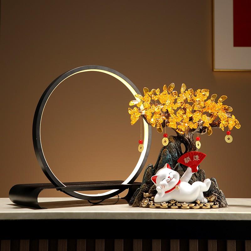 Resin Lucky Cat Figurine Decor Living Room TV Cabinet Entryway Home Decoration Modern Minimalist Housewarming Gift