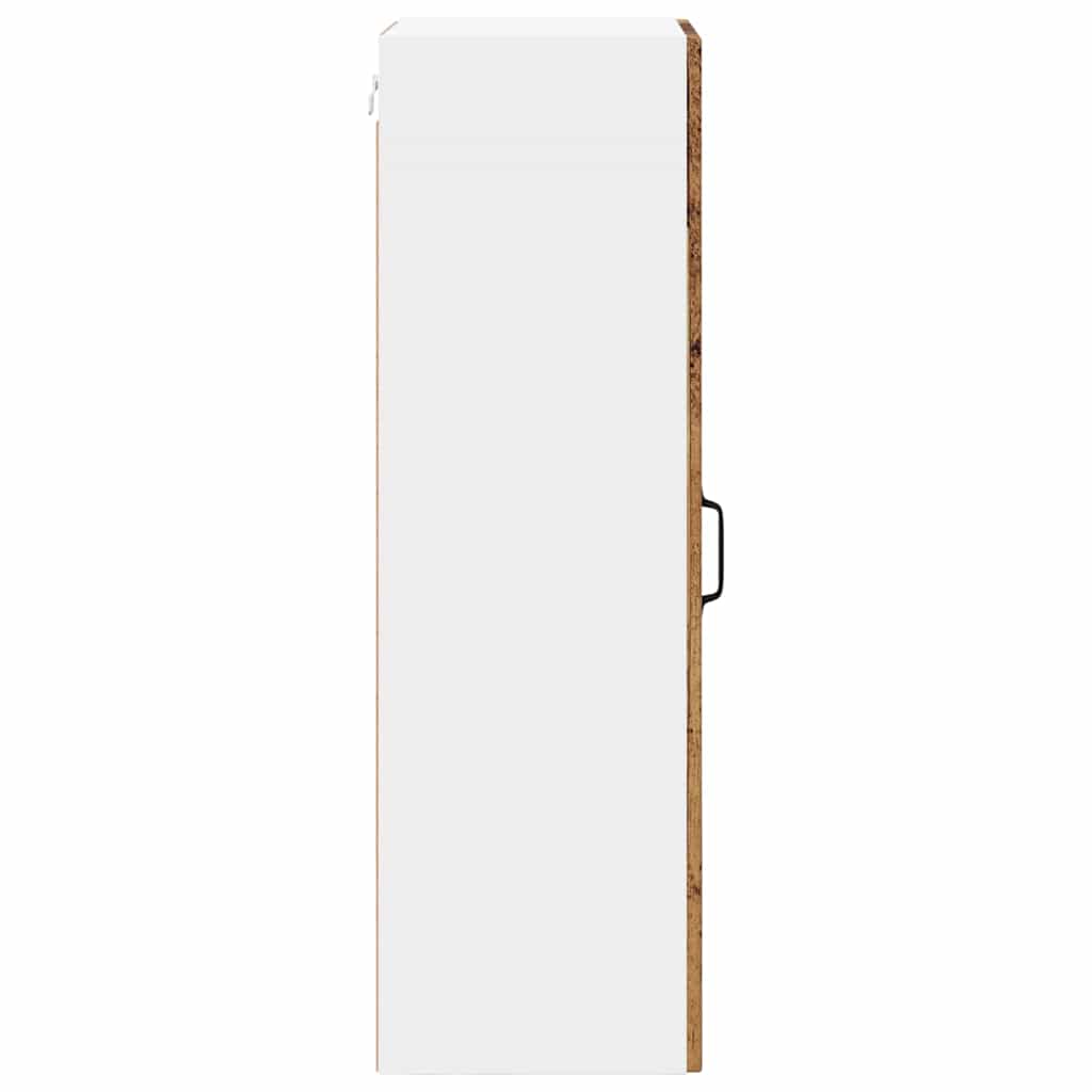 Wall Mounted Glass Cabinet LUCCA Vintage Wood Look 40 x 31 x 100 cm Engineered Wood