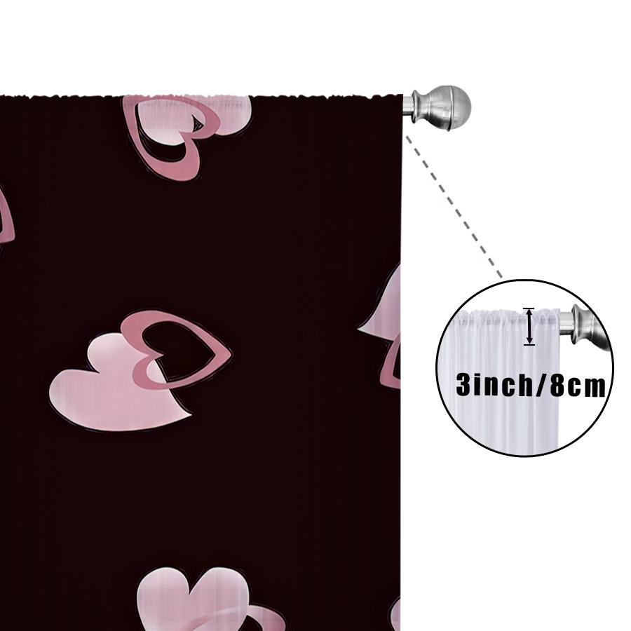 1PCS black pink heart-shaped gauze curtain   romantic and festive   universal gauze curtain for bedroom and living room