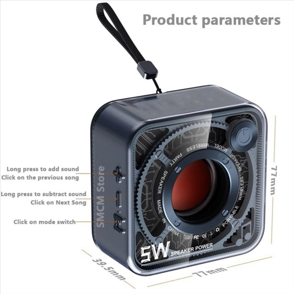 Small Wireless Bluetooth Speaker Mecha Mini Speaker Transparent Portable Subwoofer  Outdoor
