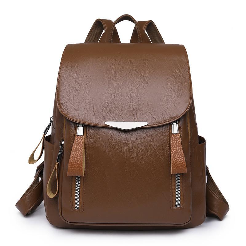 Fashionable Pu Leather Women's Backpack Large Capacity For Casual Travel