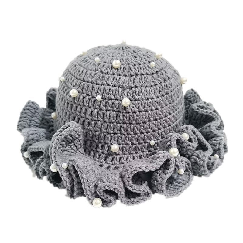 Warm Knit Fisherman Hat Foldable Design Wide Brimmed Breathable Accessory серый