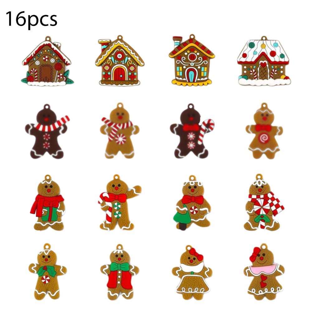 16/32pcs Christmas Wooden Pendants Gingerbread Man Xmas Tree Hanging Ornaments Home Party Christmas Decor Navidad New Year Gifts