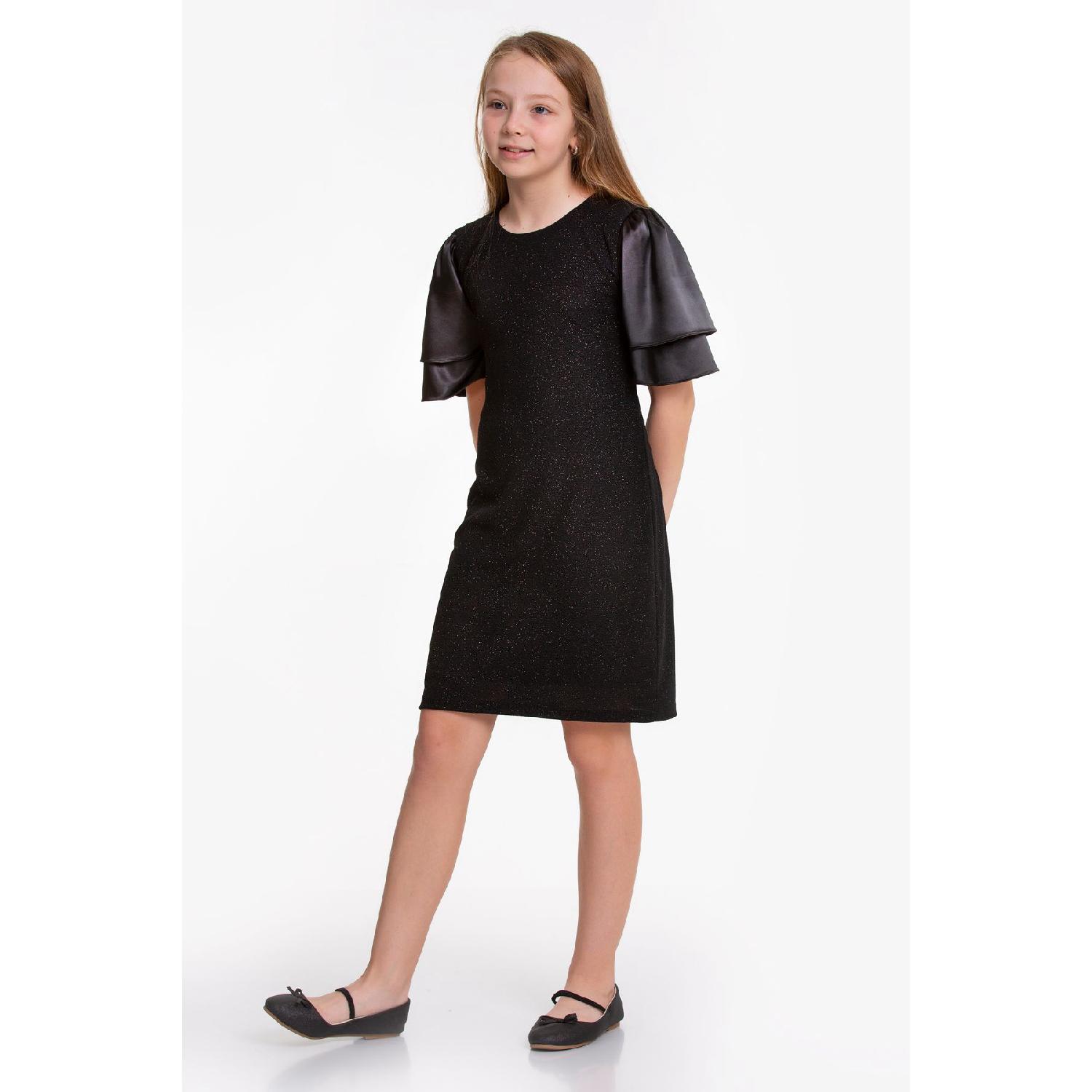 

Блестящее платье для девочек с воланами и рукавами 10-11 Yaş