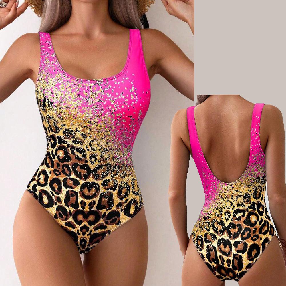Triangle comfortable 3D color print explosive bikini women's one-piece swimsuit