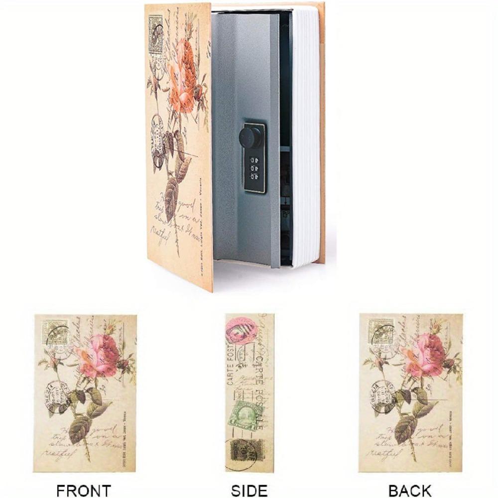 Retro Roos Code Ontwerp IJzeren Verdeelde Boekdoos Kluis met Combinatieslot, Verborgen Opbergdoos voor Kostbaarheden, Geheime Kluis in Woordenboekstijl