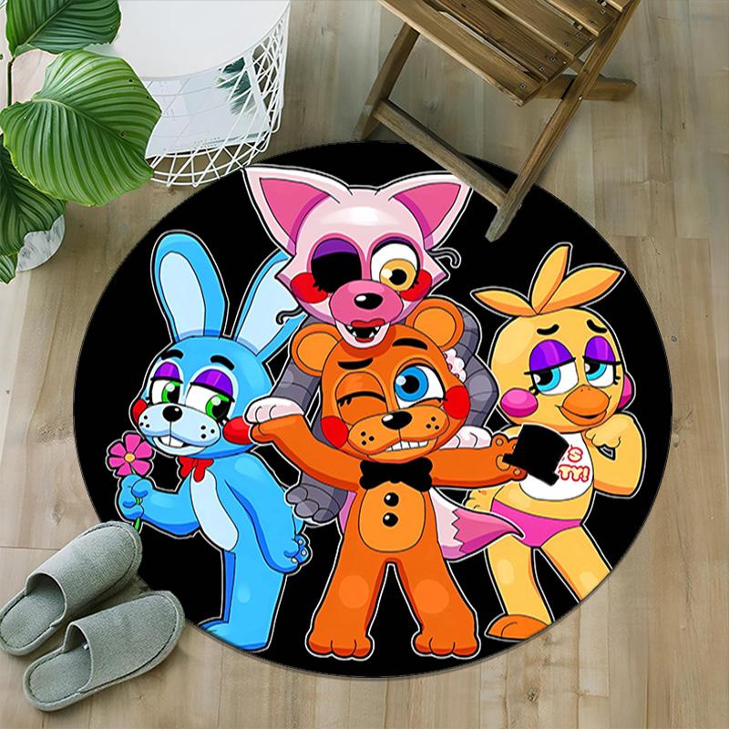 1pc Freddy Bear1 Print Round Carpet Chair Round Carpet Suitable for Bedroom Living Room Home Decorative Carpet