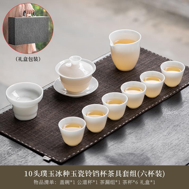 High-end Ice Seed Jade Porcelain Tea Set Gift Box with Hand Gift Business Company Wine Industry High-end Gifts