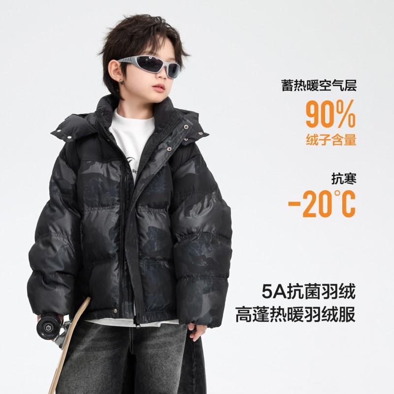 Boys Winter Camo Color Block Puffer Jacket Kids Warm Waterproof Down Coat
