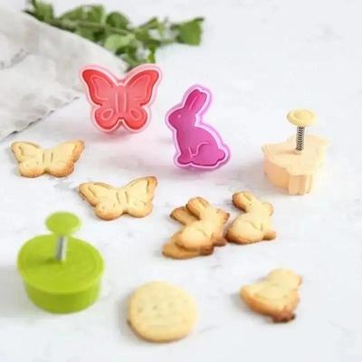 4Pcs/set Kitchen Baking Tools 3D Cartoon Plastic Small And Cute Rabbit Chick Butterfly Baking Cookie Set