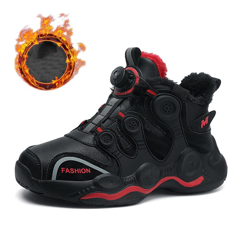 

Зимние детские противоскользящие износостойкие бархатные теплые хлопковые туфли Спортивная обувь Зимние ботинки Низкие туфли для папы Баскетбольные туфли 39 чёрный/красный