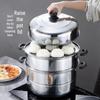 Thickened Stainless Steel Multi-layer Steamer Pot for Household Use - Suitable for Induction & Gas Stoves