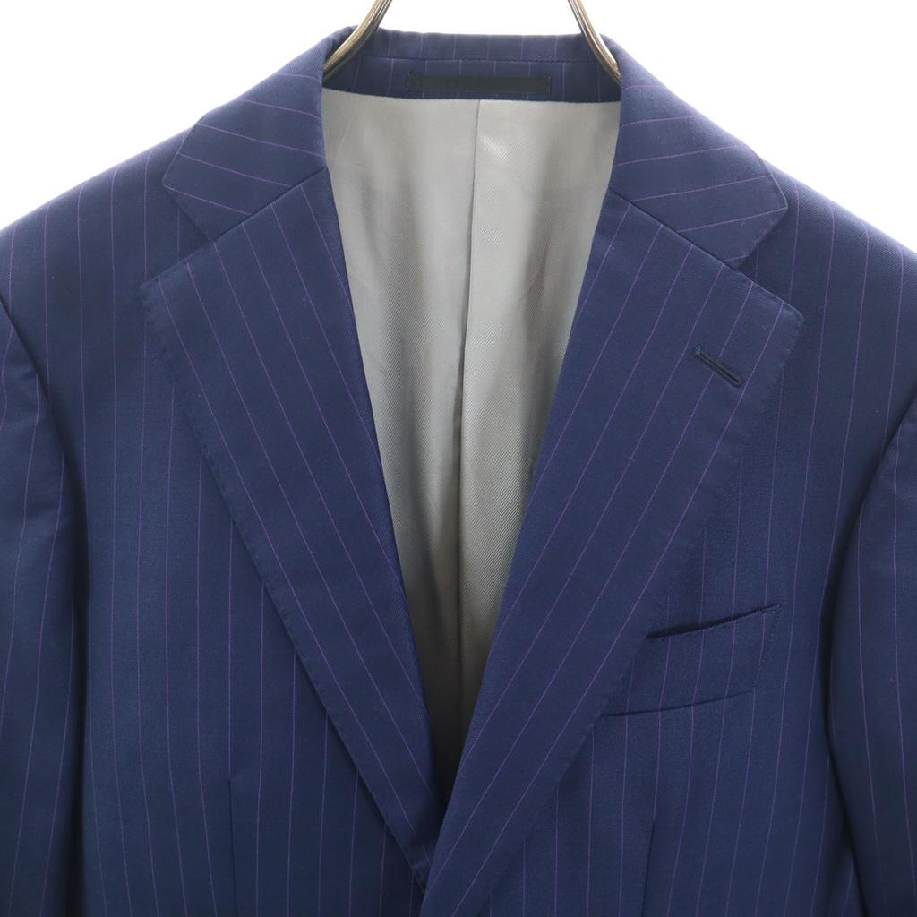 DORMEUIL Wollgestreifte maßgeschneiderte Jacke Marineblau Herren Gebraucht